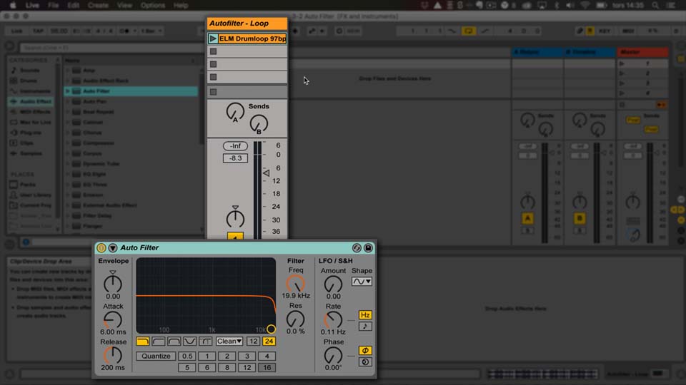Auto filter Ableton Lives instrument och effekter Kurs från F