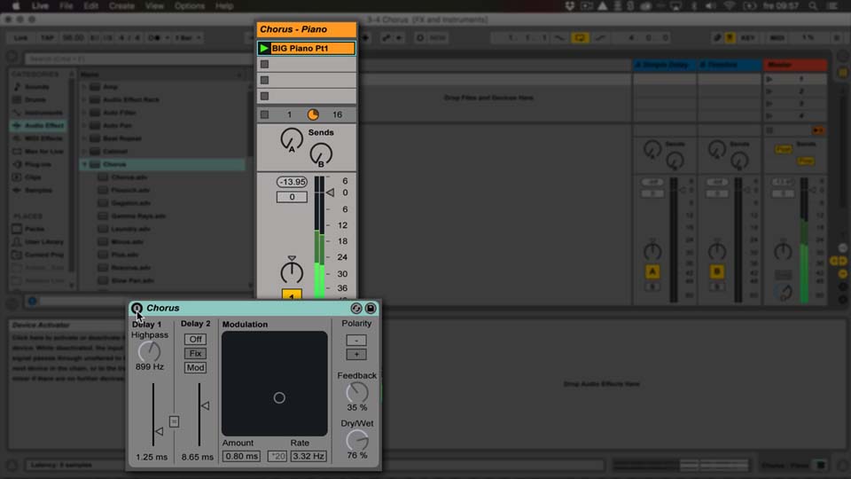Chorus Ableton Lives instrument och effekter Kurs från Foto