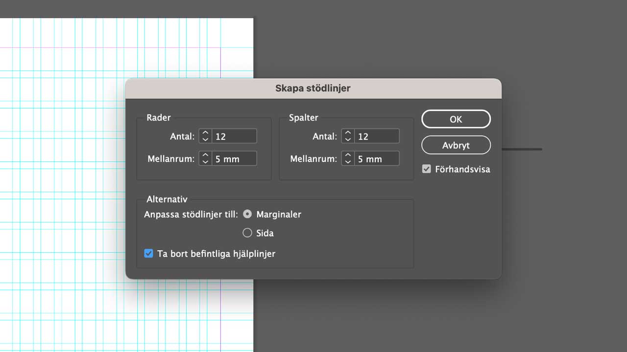 Skapa grid i InDesign