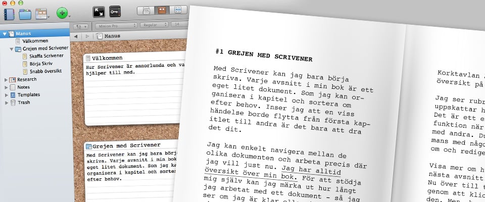 Omslagsbild för kursen Skriv med Scrivener 2