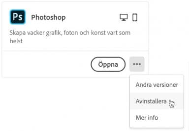 Avinstallera program i Creative Cloud