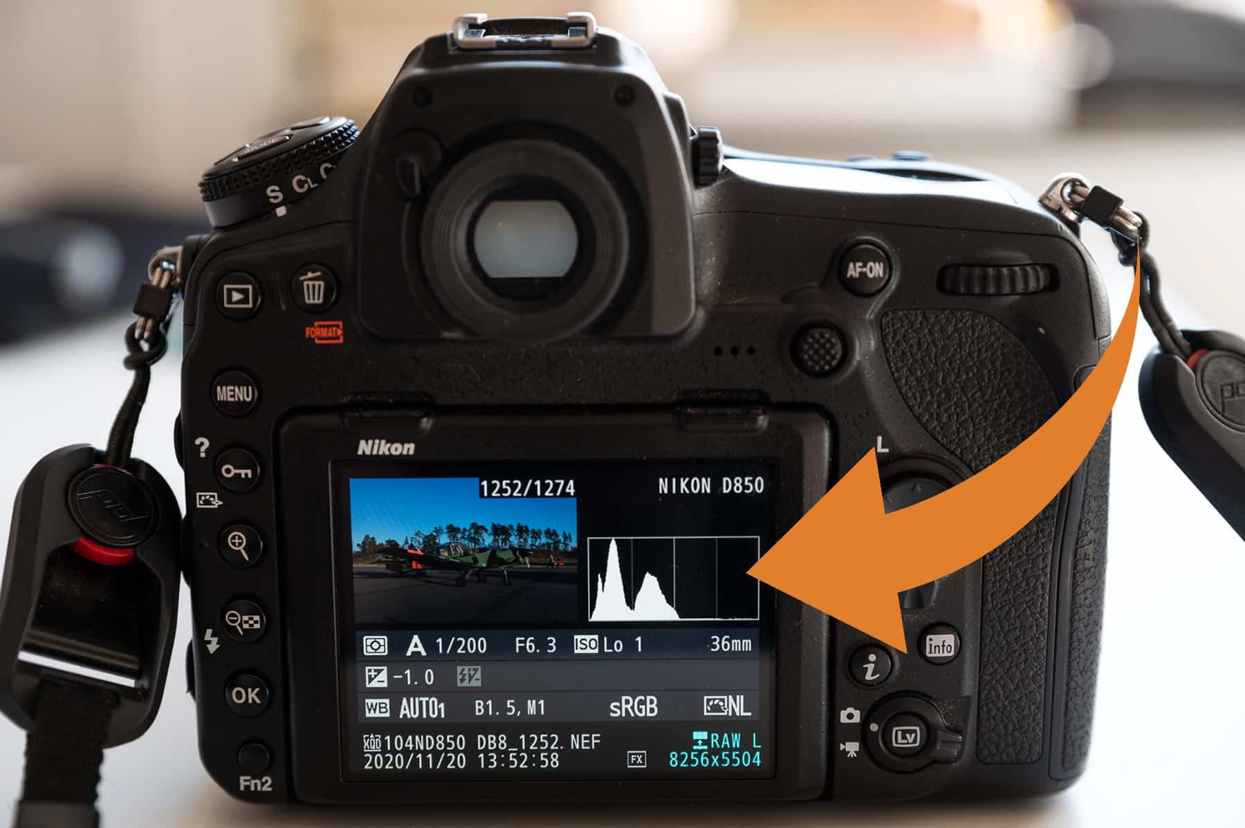 Histogram i bildvisning på DSLR-kamera