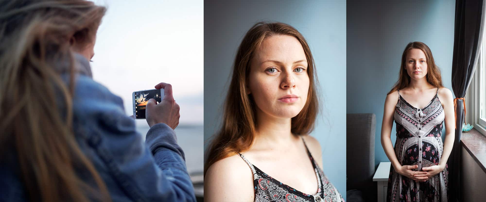 Porträttfoto med mobilen