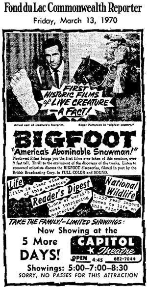 Bigfoot film advert.